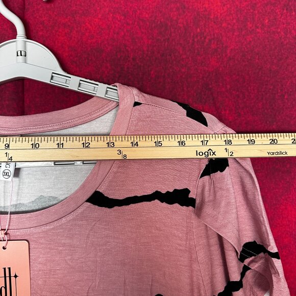 DILIUXING PINK STRIPED WOMEN SHIRT/TUNIC TOP, RUFFLE SHORT SLEEVE, 3XL - Picture 7 of 11